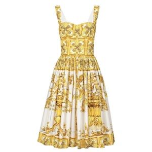 DOLCE&GABANNA YELLOW MID LENGTH COTTON DRESS SIZE 36